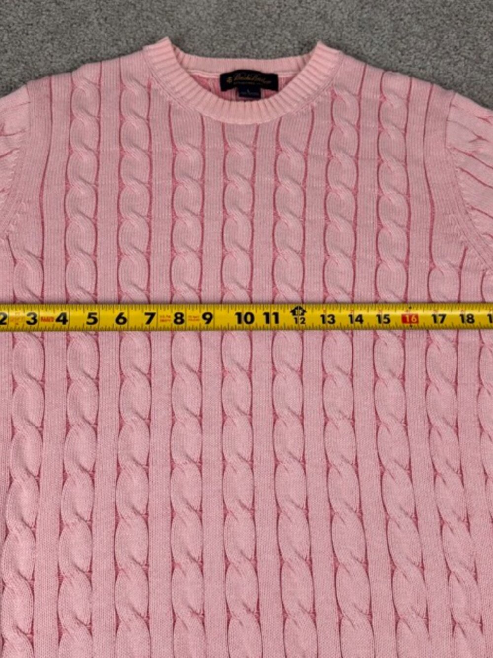 Brooks Brothers Cable Knit Sweater Women’s Large Pink Cotton Crewneck Soft - Picture 6 of 10